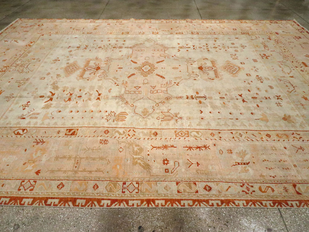 Antique Turkish Oushak Carpet, No.21173 - Staging