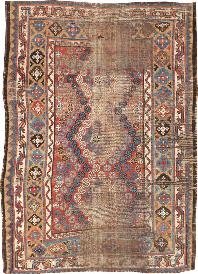 Antique Kurdish Distressed Rug, No.21178 - Staging