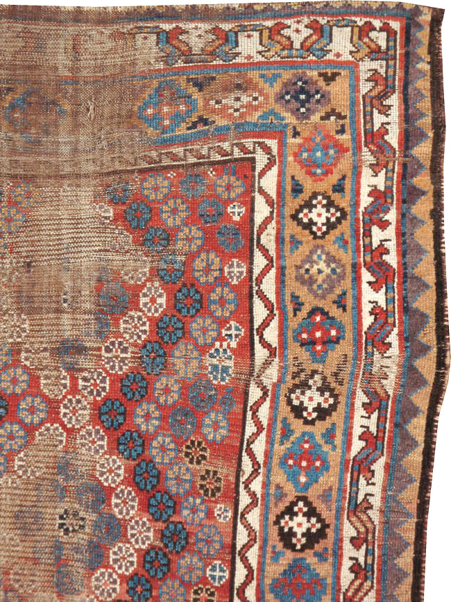 Antique Kurdish Distressed Rug, No.21178 - Staging