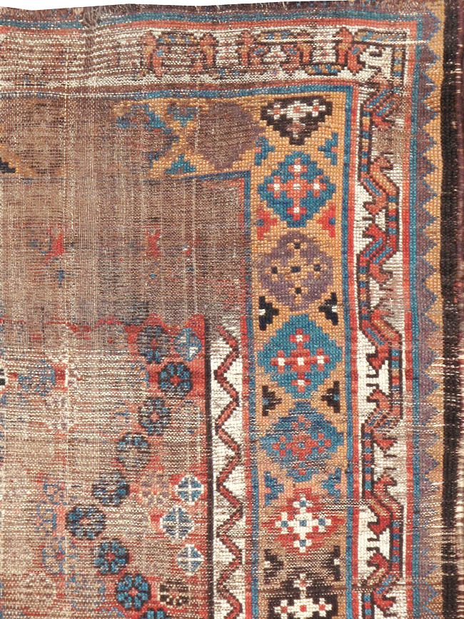 Antique Kurdish Distressed Rug, No.21178 - Staging