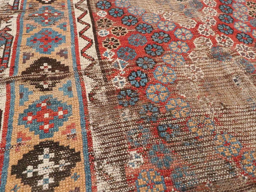 Antique Kurdish Distressed Rug, No.21178 - Staging