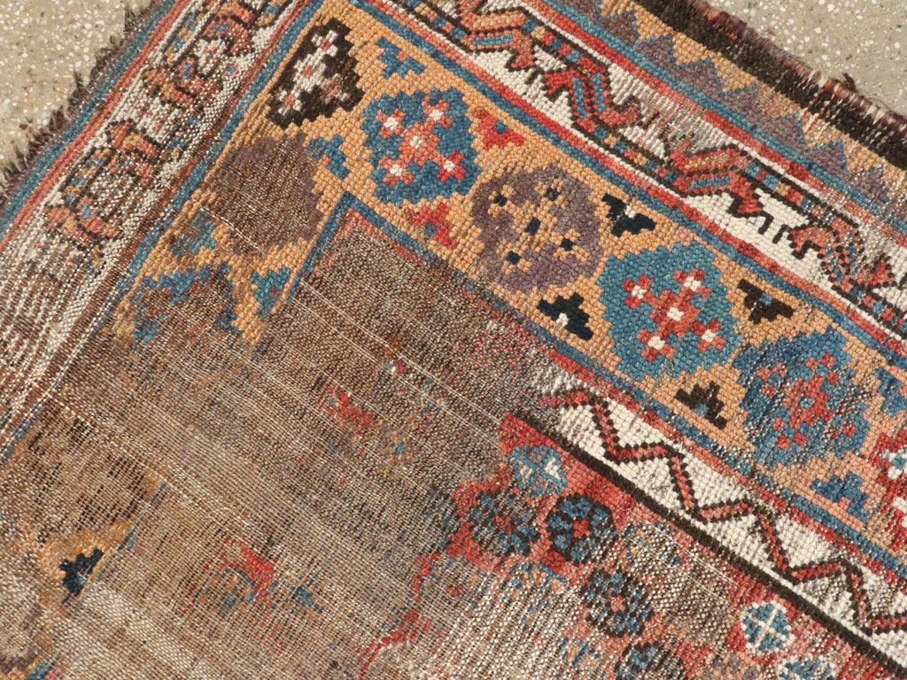 Antique Kurdish Distressed Rug, No.21178 - Staging