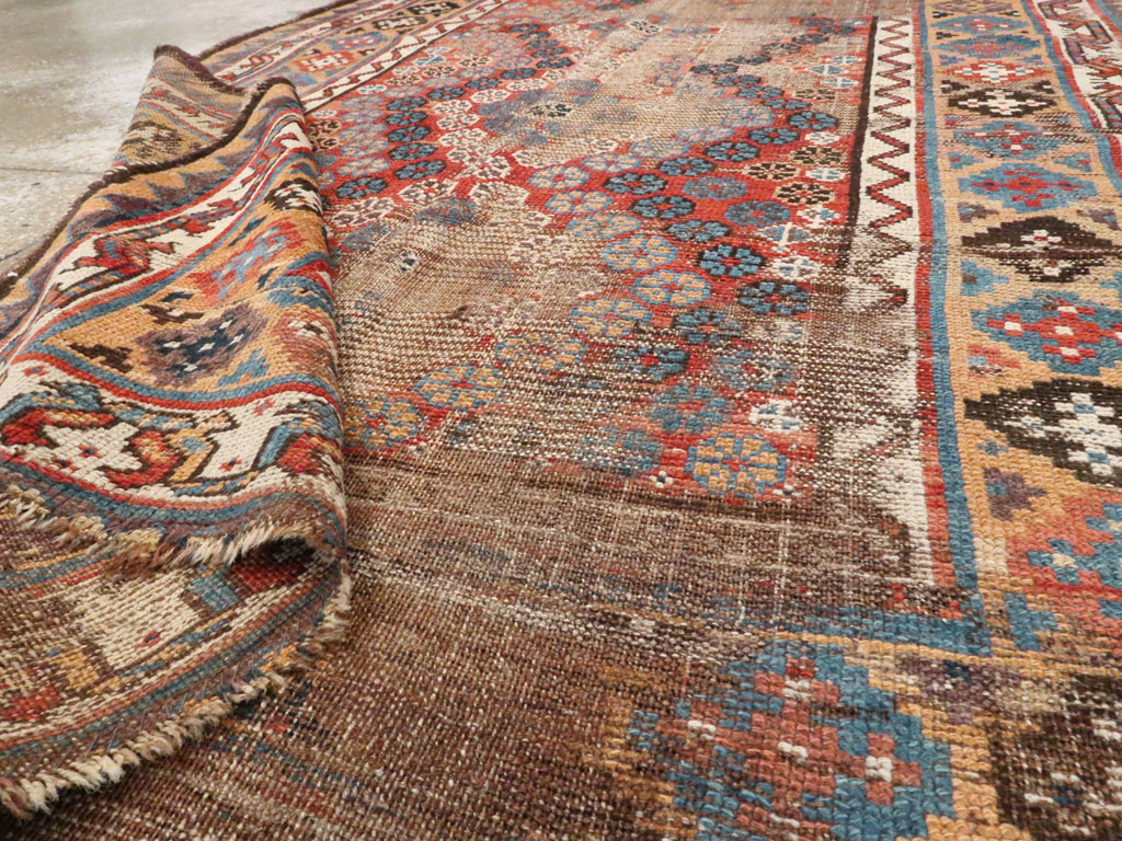 Antique Kurdish Distressed Rug, No.21178 - Staging