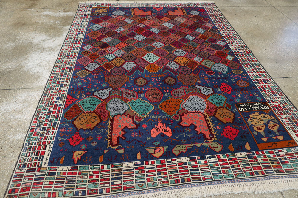 Vintage Afghan Map Rug, No.21187 - Staging