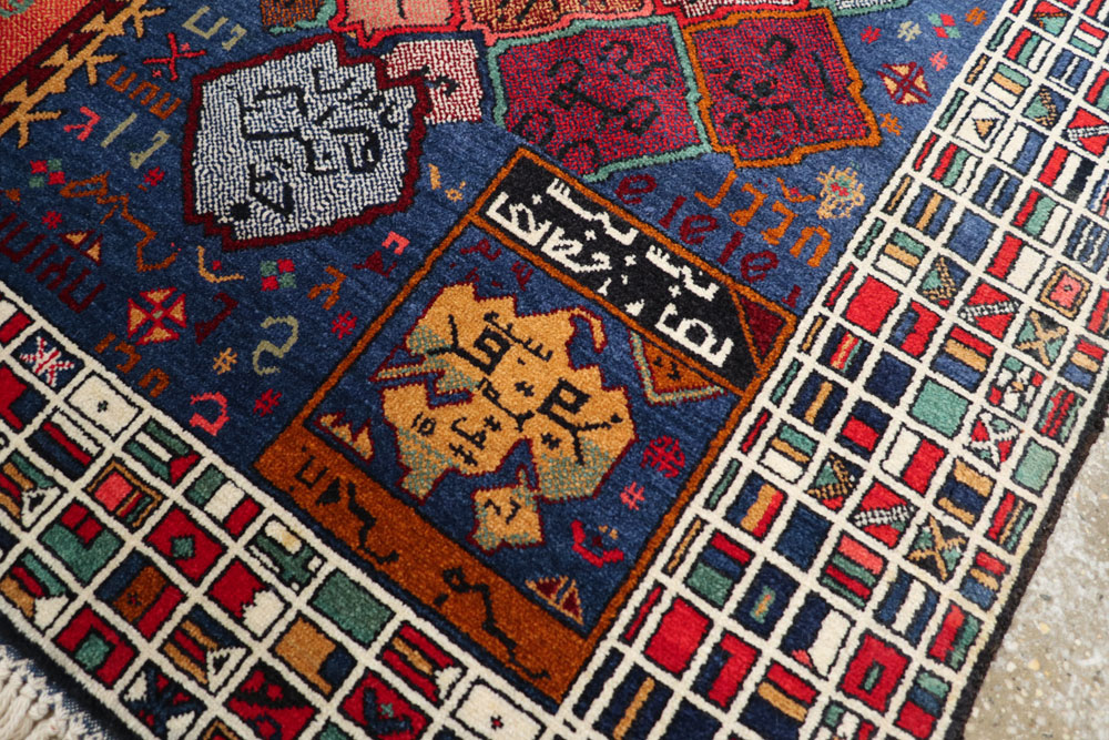 Vintage Afghan Map Rug, No.21187 - Staging