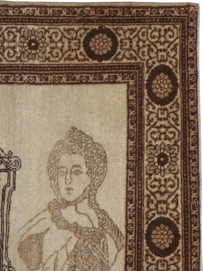 Antique Persian Tabriz Pictorial Rug, No.21204 - Staging