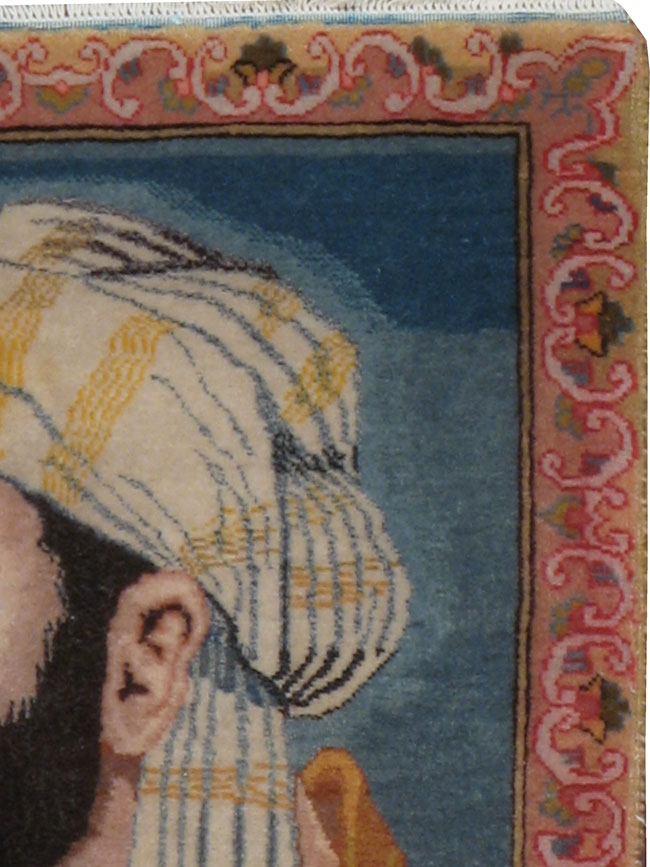 Vintage Persian Tabriz Pictorial Rug, No.21207 - Staging