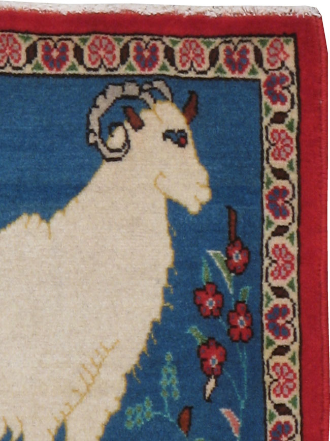 Vintage Persian Tabriz Pictorial Rug, No.21208 - Staging