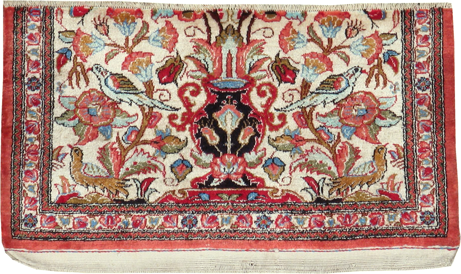 Vintage Persian Quom Silk Rug, No.21213 - Staging
