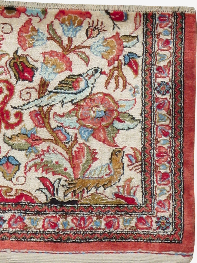 Vintage Persian Quom Silk Rug, No.21213 - Staging