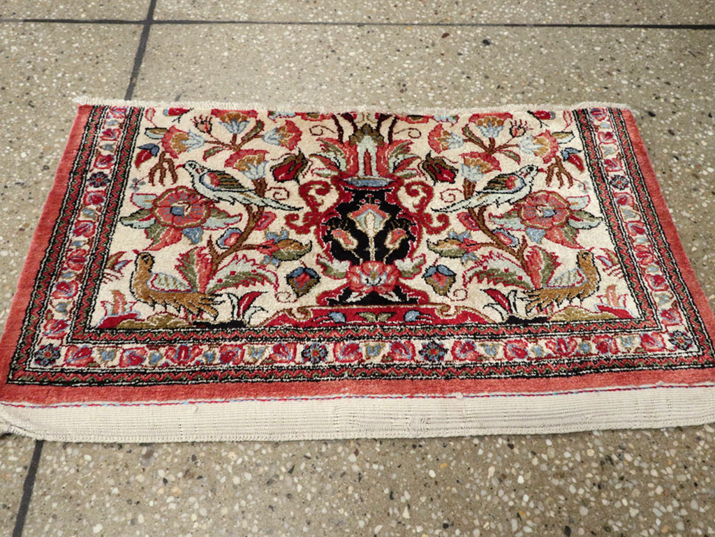 Vintage Persian Quom Silk Rug, No.21213 - Staging