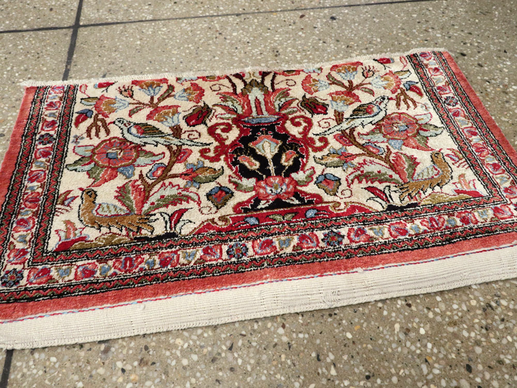 Vintage Persian Quom Silk Rug, No.21213 - Staging