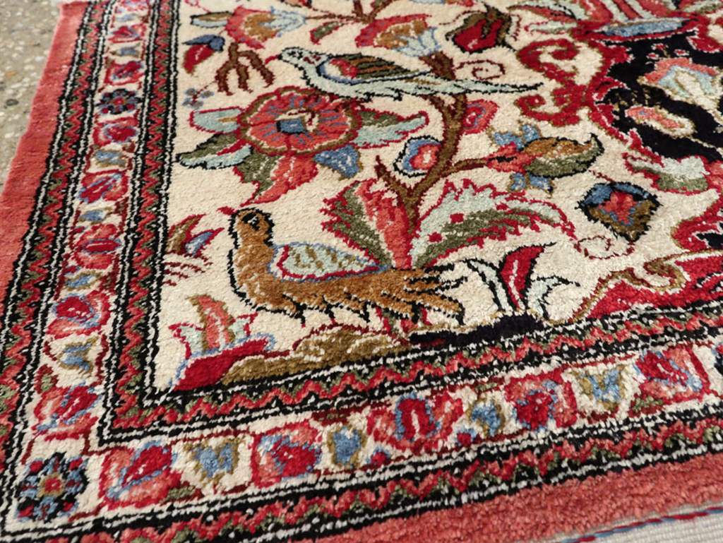 Vintage Persian Quom Silk Rug, No.21213 - Staging