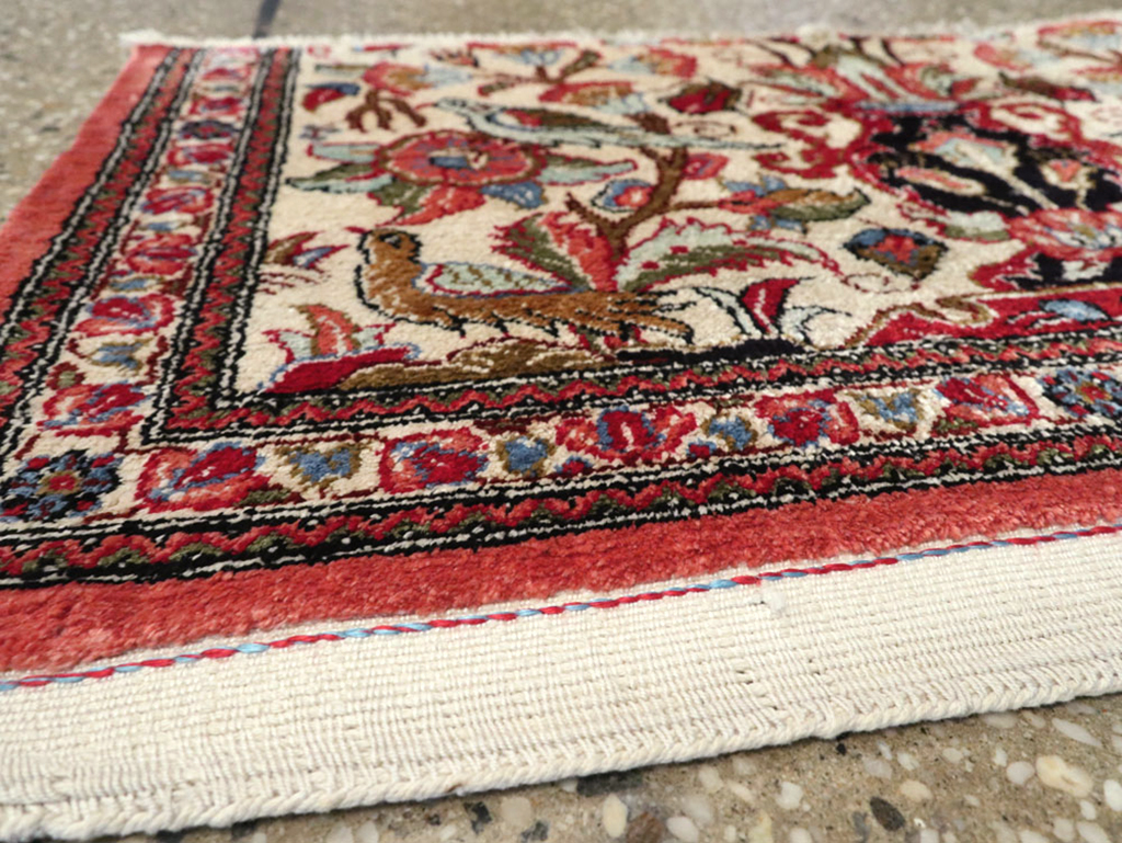 Vintage Persian Quom Silk Rug, No.21213 - Staging