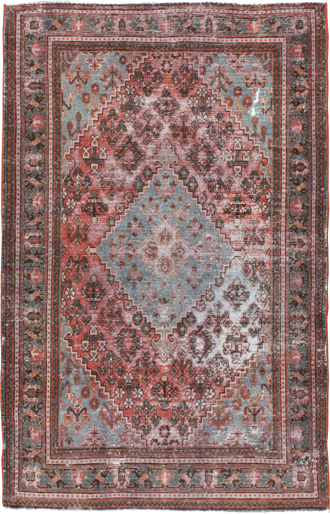 Vintage Persian Joshegan Distressed Rug, No.21217 - Staging