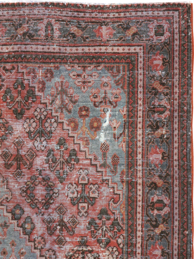 Vintage Persian Joshegan Distressed Rug, No.21217 - Staging