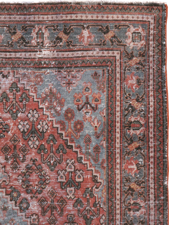 Vintage Persian Joshegan Distressed Rug, No.21217 - Staging