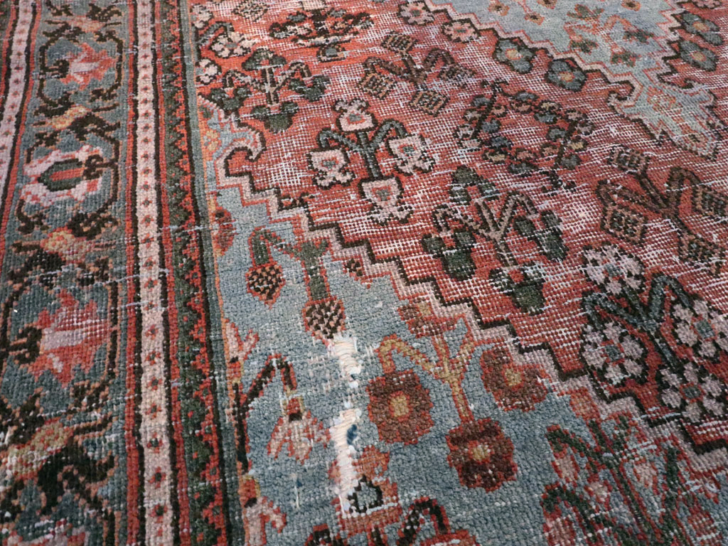 Vintage Persian Joshegan Distressed Rug, No.21217 - Staging
