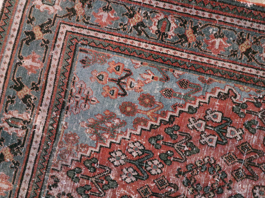 Vintage Persian Joshegan Distressed Rug, No.21217 - Staging