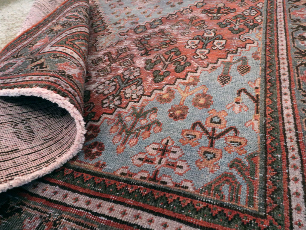 Vintage Persian Joshegan Distressed Rug, No.21217 - Staging