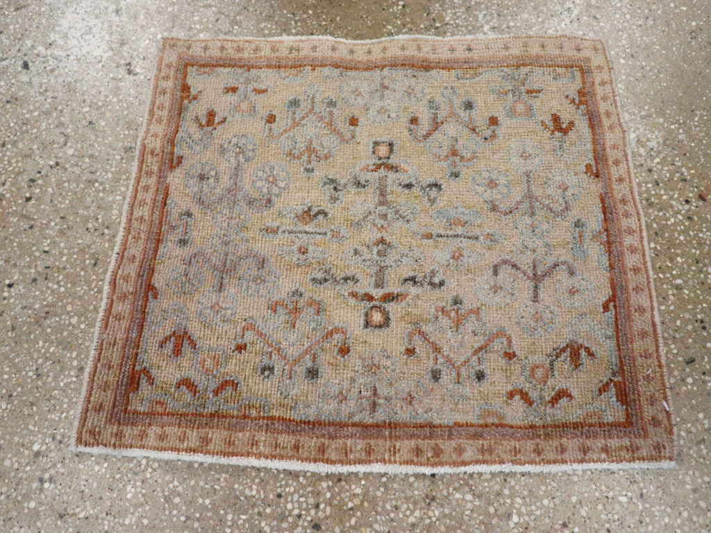 Vintage Persian Joshegan Square Throw Rug, No.21253 - Staging