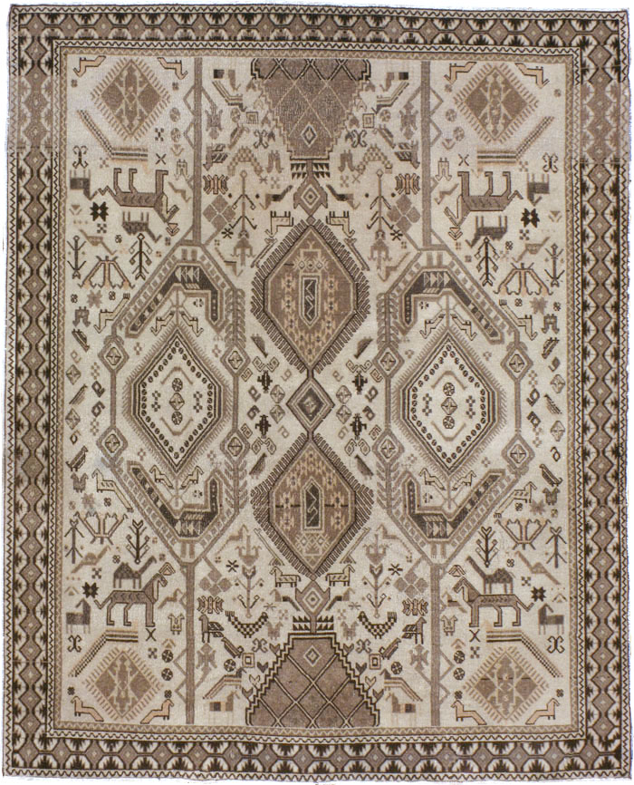 Vintage Persian Afshar Rug, No.21290 - Staging