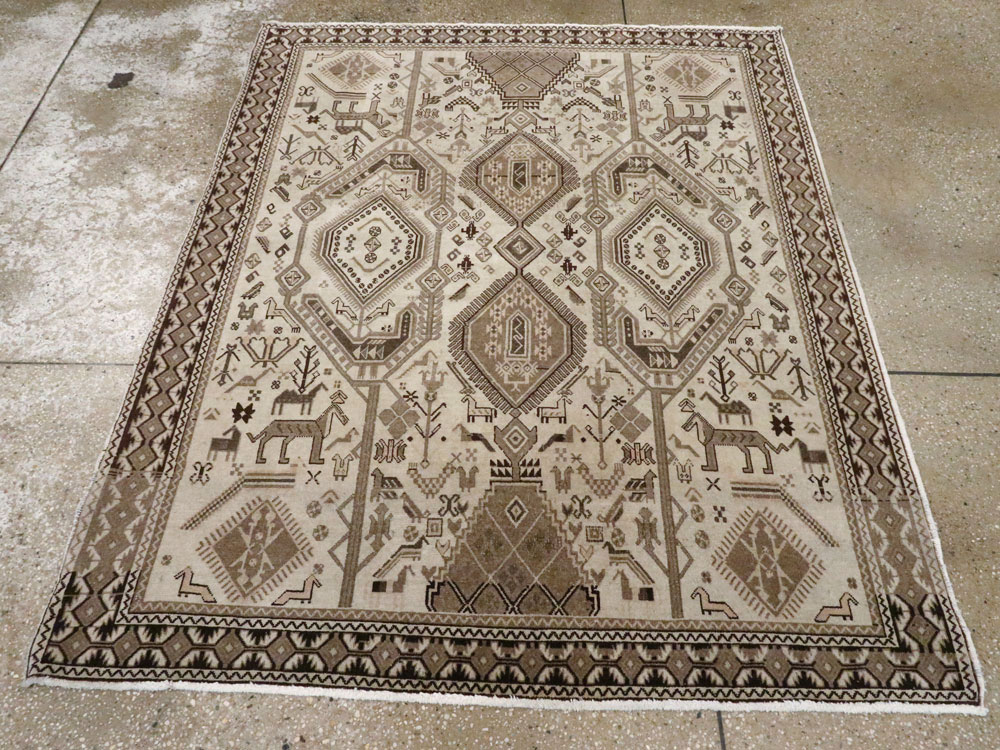 Vintage Persian Afshar Rug, No.21290 - Staging