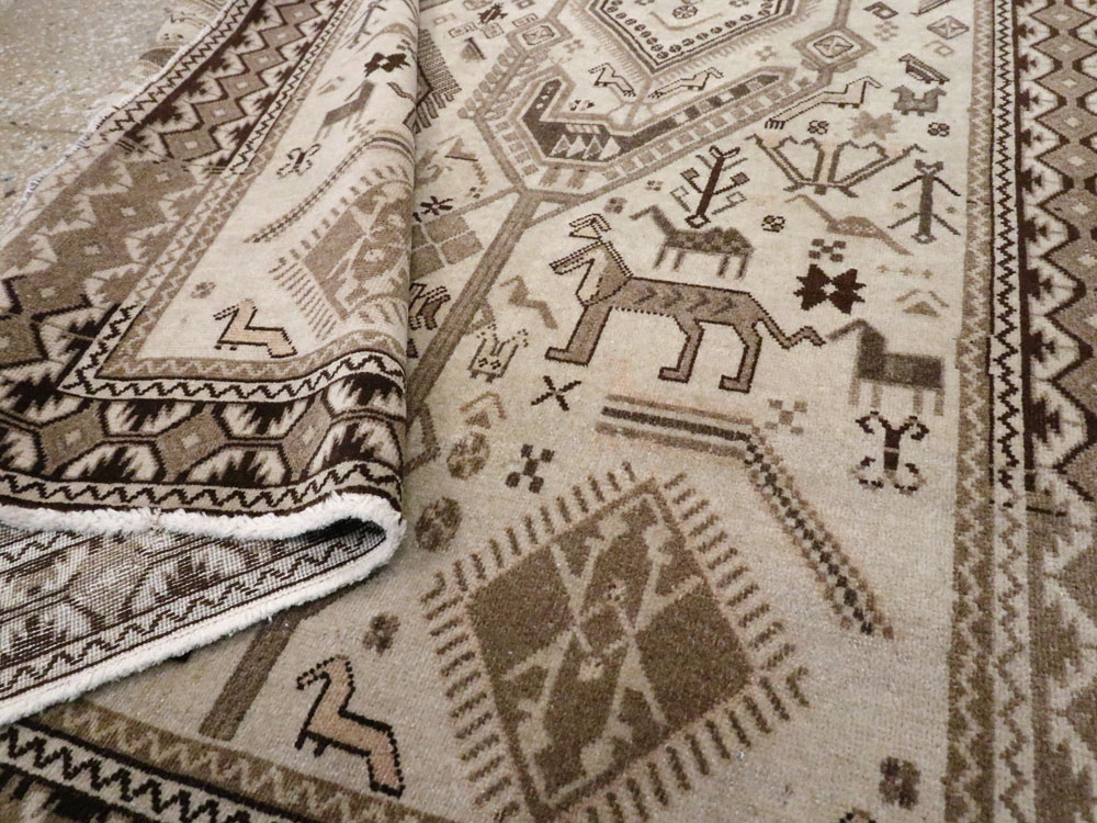 Vintage Persian Afshar Rug, No.21290 - Staging