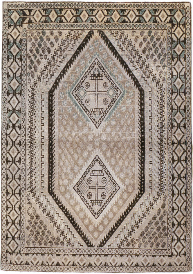 Vintage Persian Afshar Rug, No.21299 - Staging