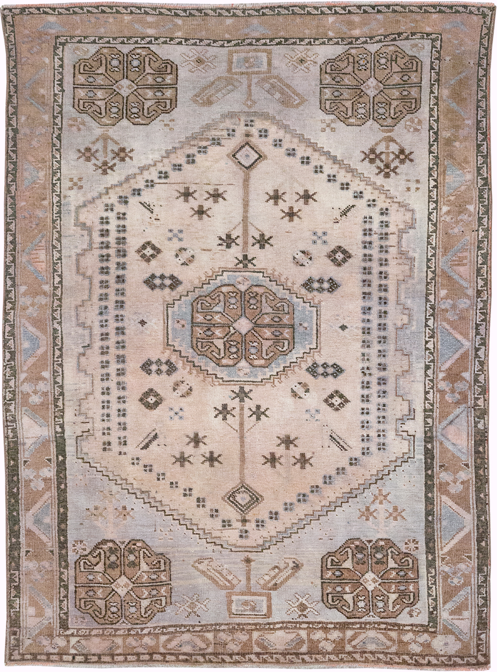 Vintage Persian Shiraz Throw Rug, No.21304 - Staging