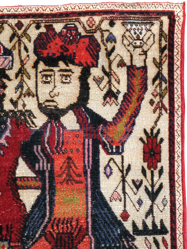 Vintage Persian Tabriz Pictorial Rug, No.21395 - Staging