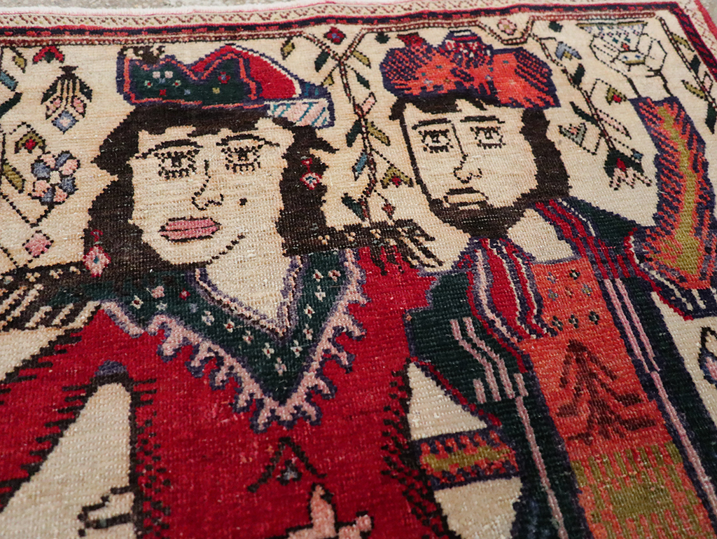 Vintage Persian Tabriz Pictorial Rug, No.21395 - Staging