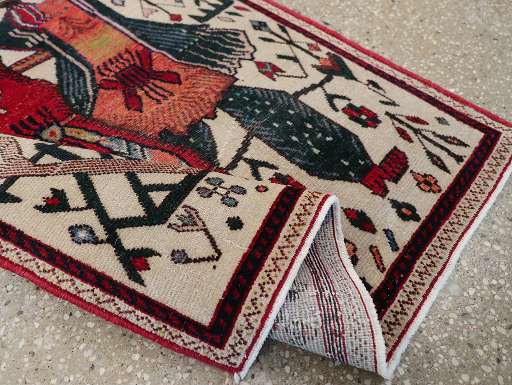 Vintage Persian Tabriz Pictorial Rug, No.21395 - Staging