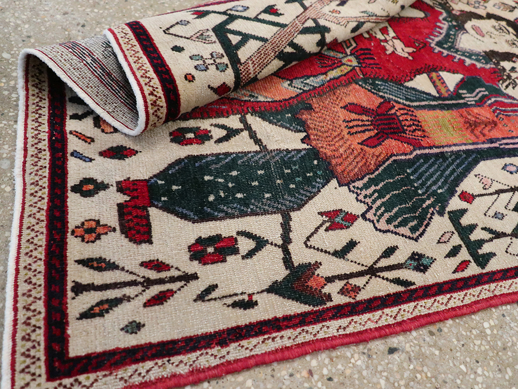 Vintage Persian Tabriz Pictorial Rug, No.21395 - Staging