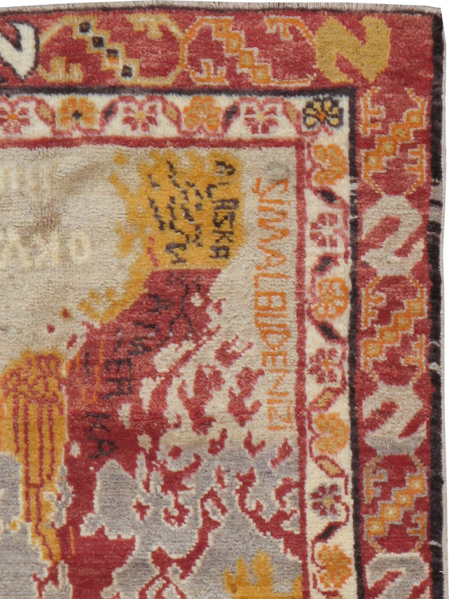 Vintage Turkish Oushak Map Rug, No.21408 - Staging