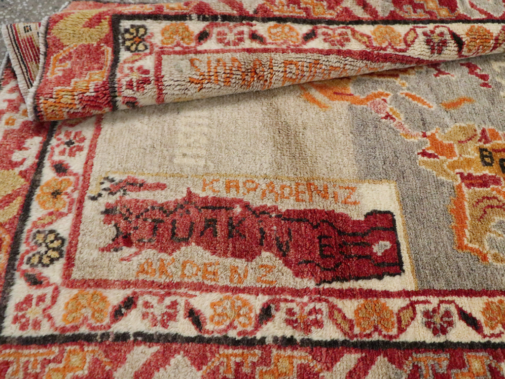 Vintage Turkish Oushak Map Rug, No.21408 - Staging