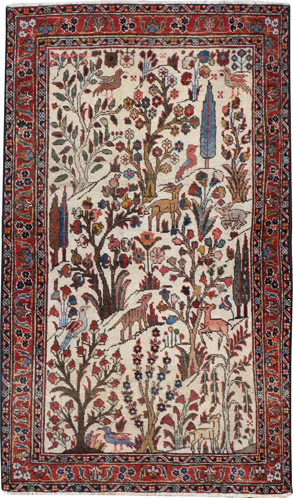 Vintage Persian Tabriz Pictorial Rug, No.21465 - Staging