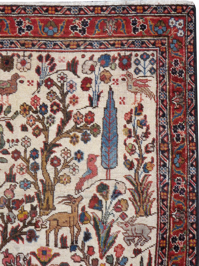 Vintage Persian Tabriz Pictorial Rug, No.21465 - Staging