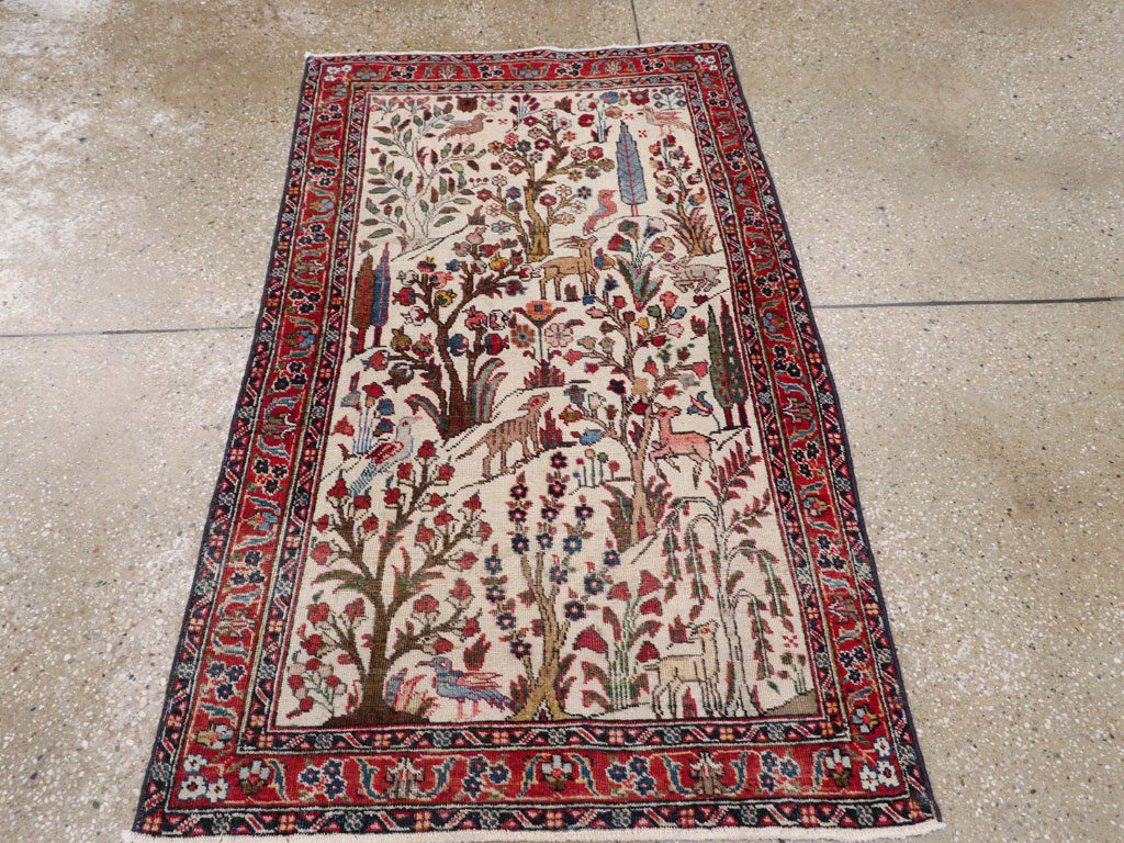 Vintage Persian Tabriz Pictorial Rug, No.21465 - Staging