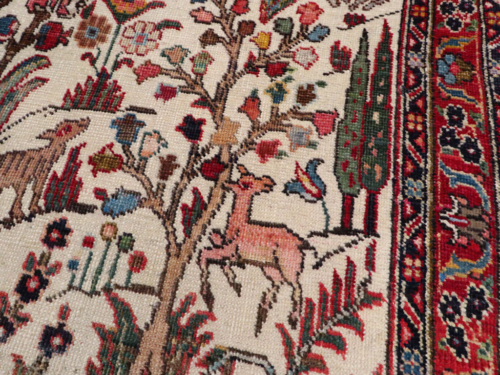 Vintage Persian Tabriz Pictorial Rug, No.21465 - Staging