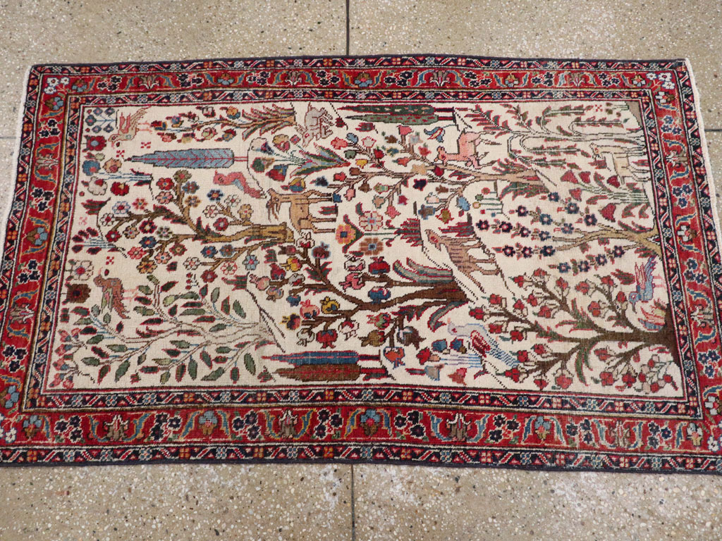 Vintage Persian Tabriz Pictorial Rug, No.21465 - Staging