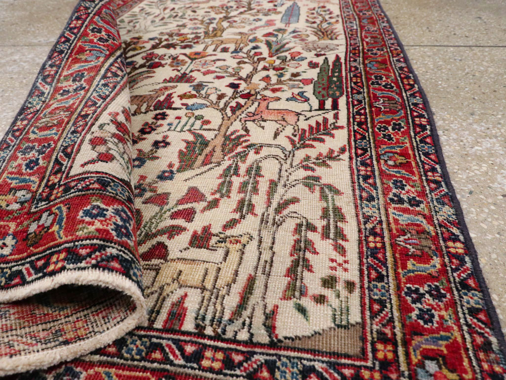 Vintage Persian Tabriz Pictorial Rug, No.21465 - Staging