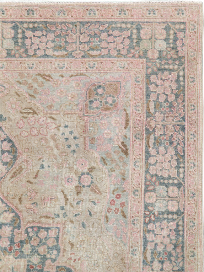 Vintage Persian Tabriz Accent Rug, No.21470 - Staging
