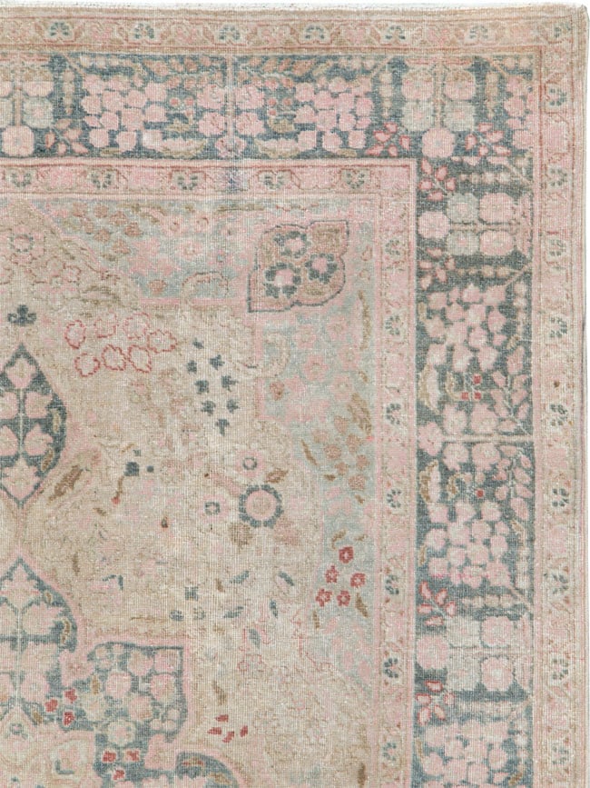 Vintage Persian Tabriz Accent Rug, No.21470 - Staging
