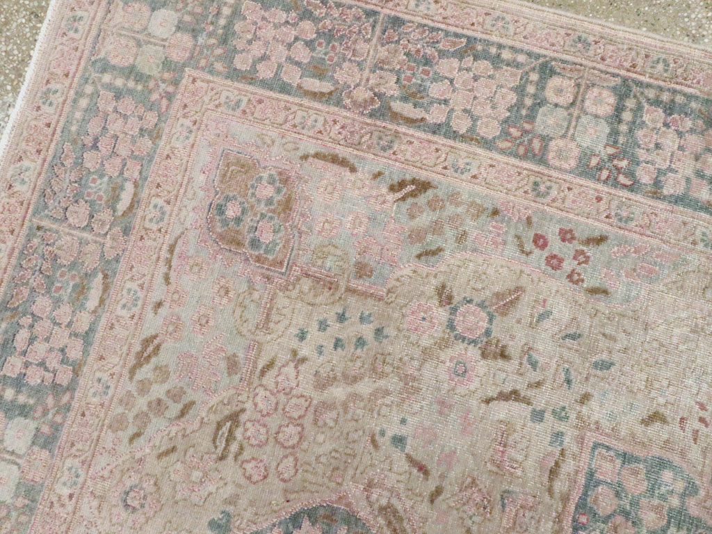 Vintage Persian Tabriz Accent Rug, No.21470 - Staging