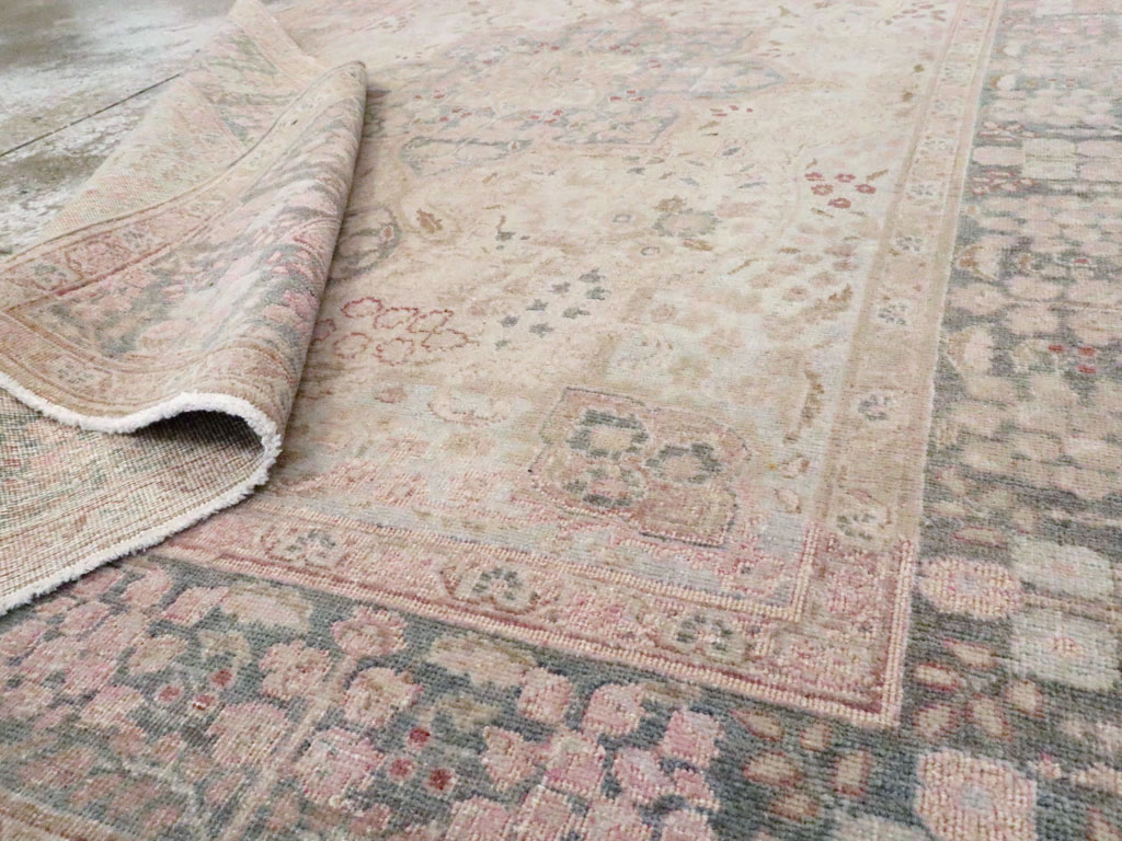 Vintage Persian Tabriz Accent Rug, No.21470 - Staging