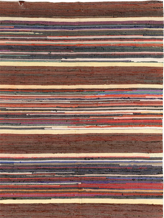 Vintage Distressed American Rag Rug, No.21479 - Staging