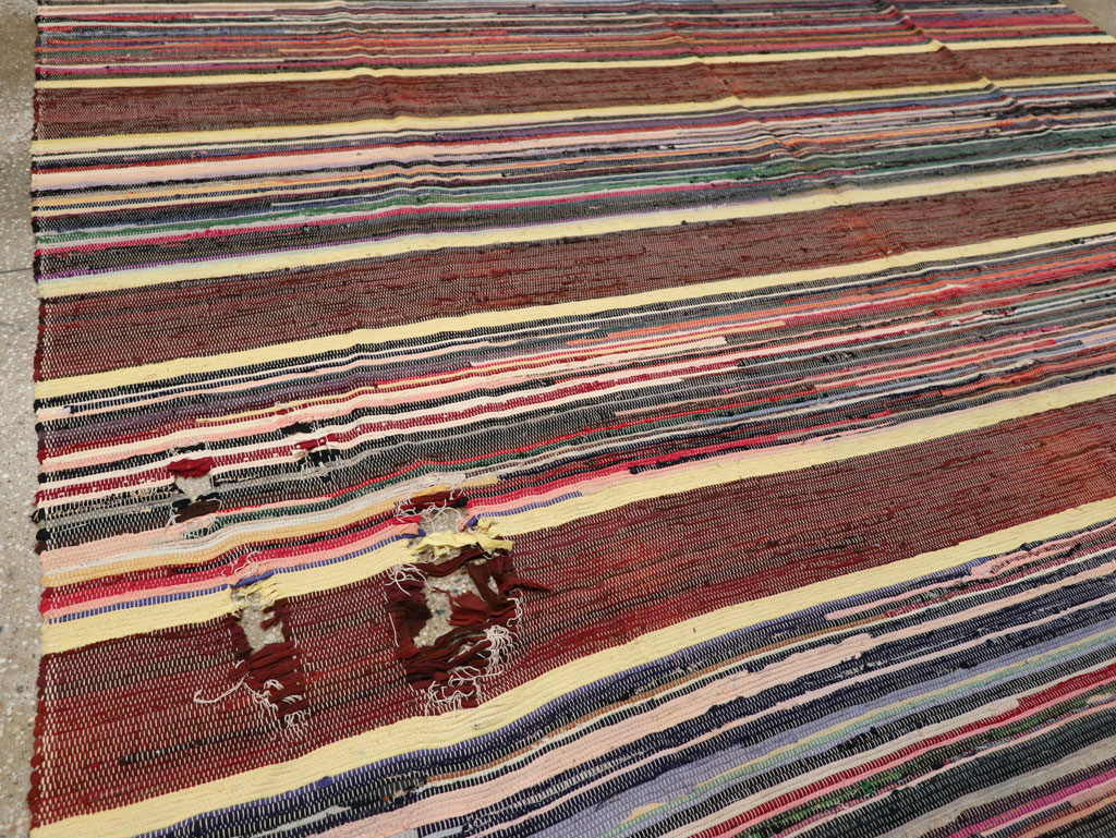 Vintage Distressed American Rag Rug, No.21479 - Staging