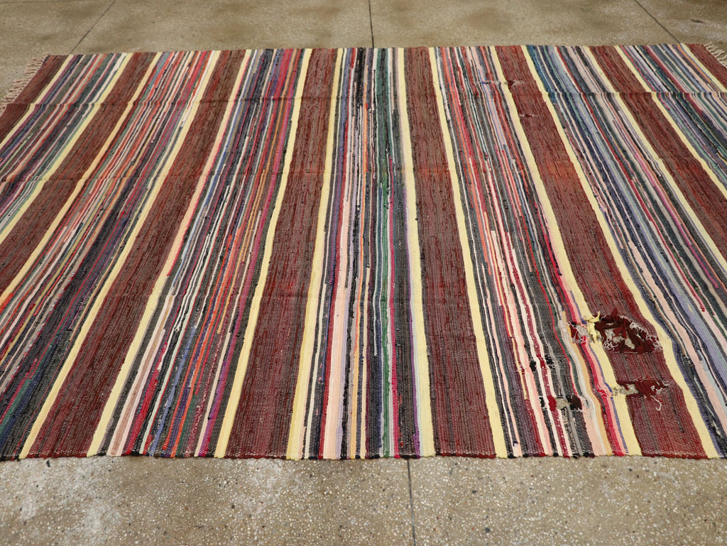 Vintage Distressed American Rag Rug, No.21479 - Staging