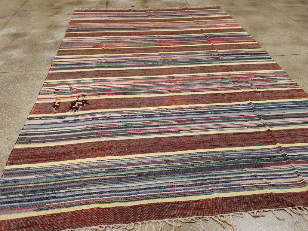 Vintage Distressed American Rag Rug, No.21479 - Staging